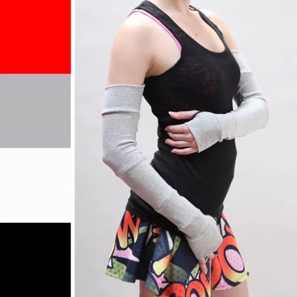 Long Cotton Gloves Gray Arm Warmers Eco Friendly Clothing Poi Fire Dancer Warm - Picture 4 of 5